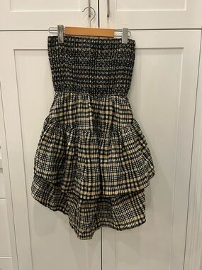 Ganni Strapless Cotton Sun Dress
